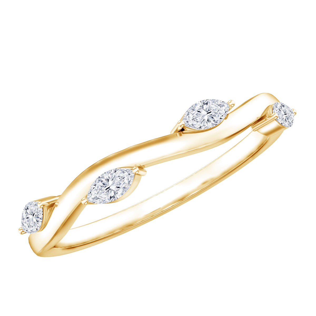 Marquise cut lab-grown diamond wedding band from Rosec Jewels with sparkling diamonds and elegant design.