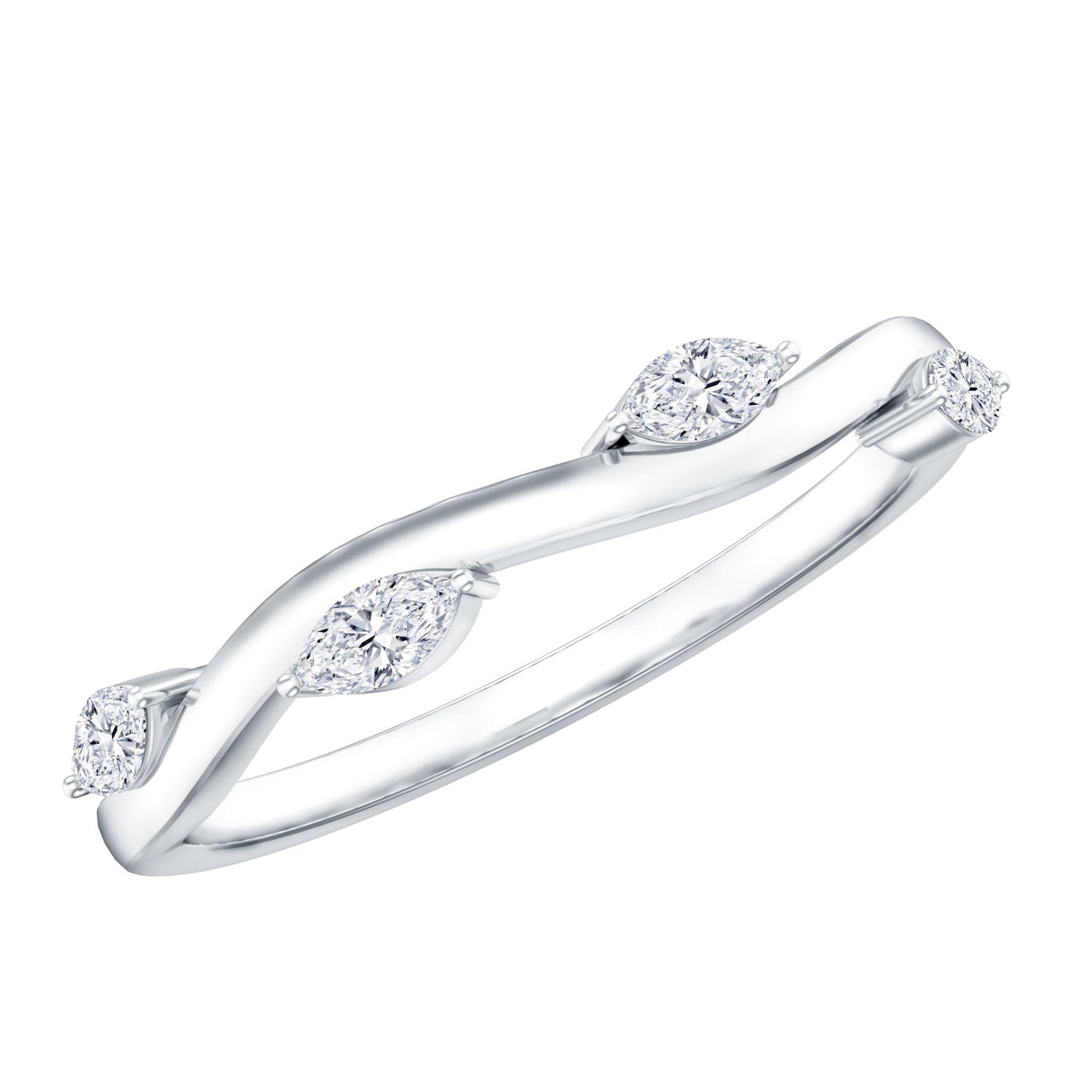 Marquise cut lab-grown diamond wedding band by Rosec Jewels featuring sparkling diamonds set in a sleek ring design.