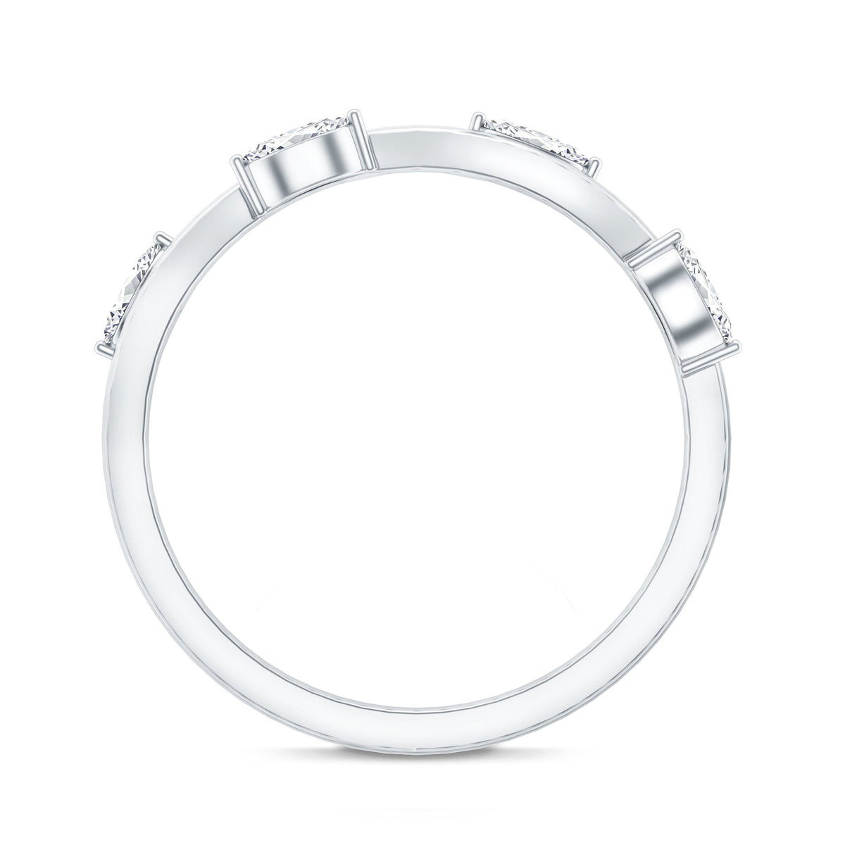 Marquise cut lab-grown diamond wedding band by Rosec Jewels, featuring sparkling diamonds set in a sleek ring design.