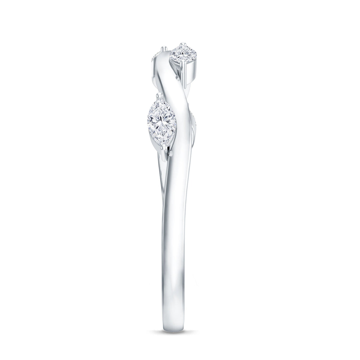 Marquise cut lab grown diamond wedding band by Rosec Jewels featuring a sleek, elegant ring design with sparkling diamonds.