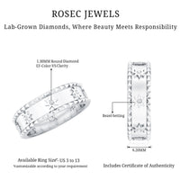 Vintage-inspired lab-grown diamond starburst wedding band from Rosec Jewels, showcasing a sparkling diamond-studded design.