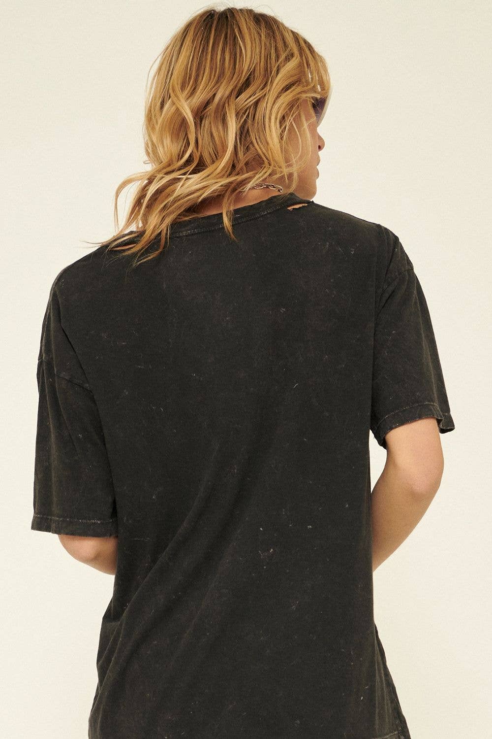 Rosie Karma Def Leppard Union Jack distressed T-shirt showing a bold Union Jack design with a vintage, worn look.