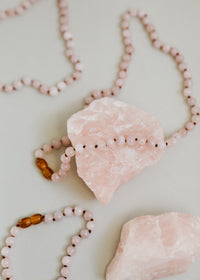 Pure Gemstone + Natural Rose Quartz || Beaded Necklace