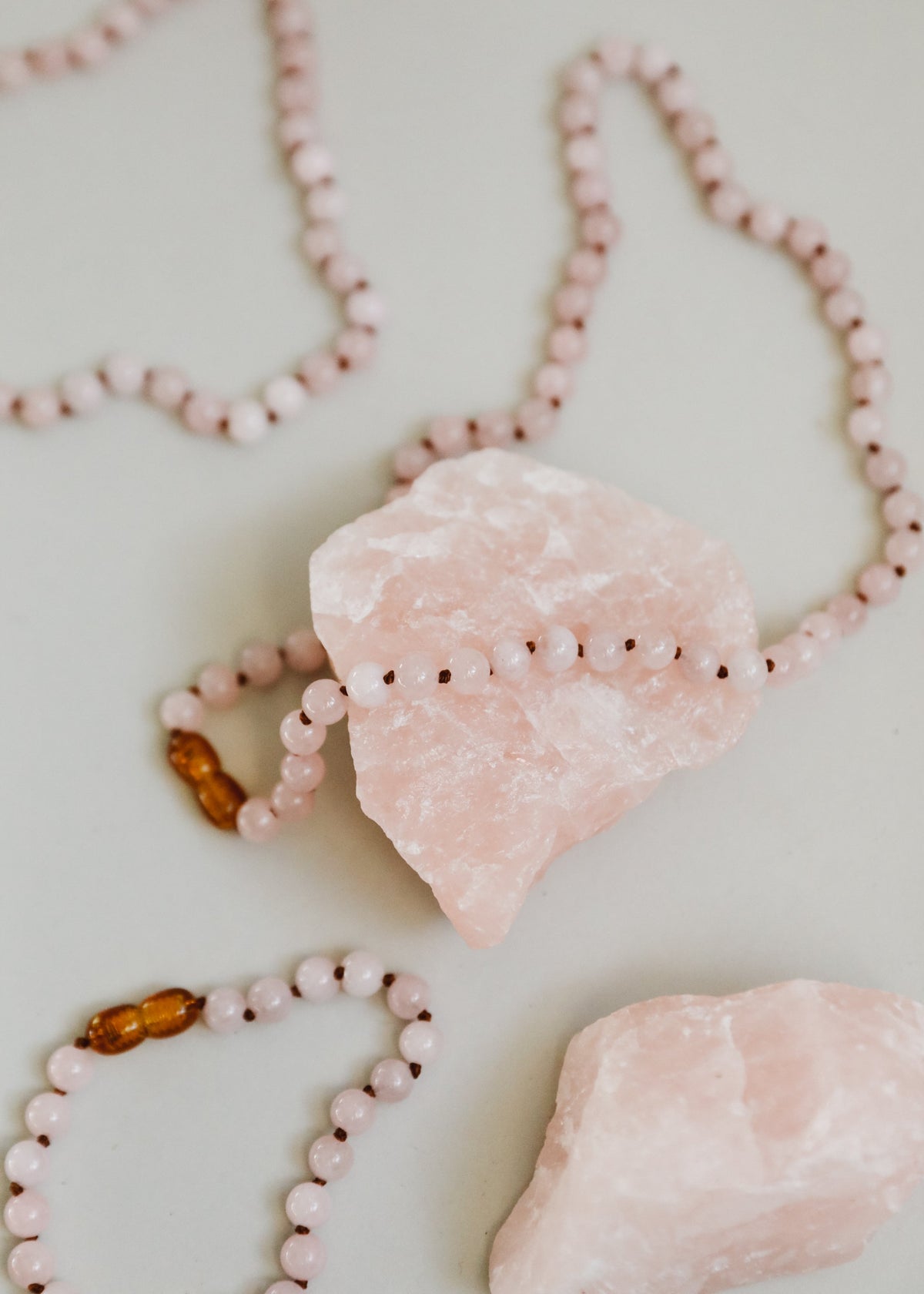 Pure Gemstone + Natural Rose Quartz || Beaded Necklace