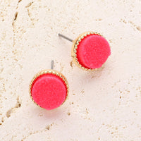 Women's Round Druzy Stud Earrings