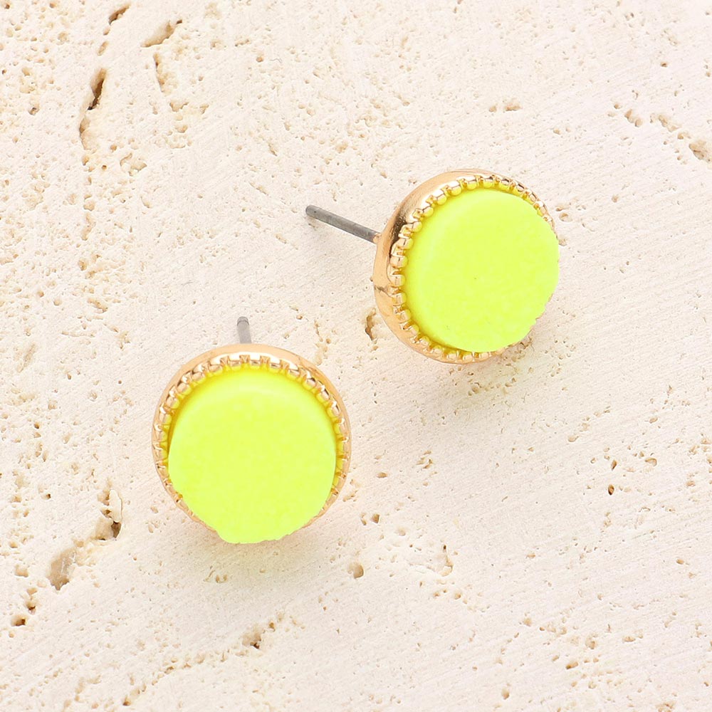 Women's Round Druzy Stud Earrings