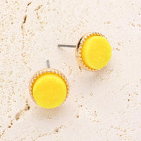 Women's Round Druzy Stud Earrings