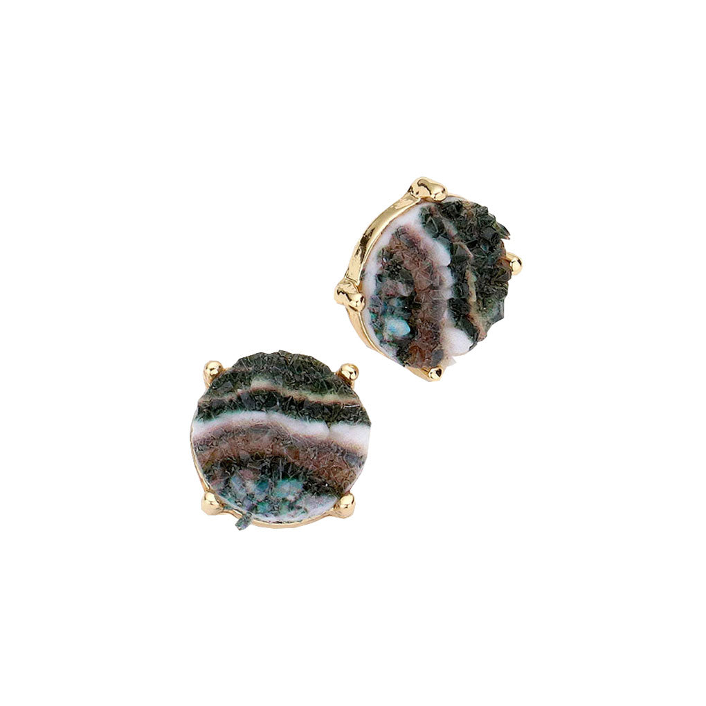 Women's Round Druzy Stud Earrings
