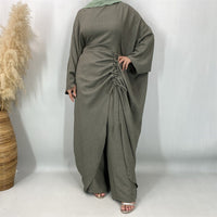 Ruched Drawstring Batwing Top & Wide-Leg Trousers Co-ord Set(MS478)