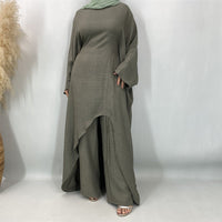 Ruched Drawstring Batwing Top & Wide-Leg Trousers Co-ord Set(MS478)