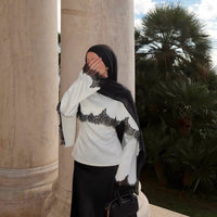 Satin Lace Trim Top(MS433)