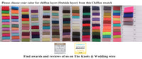 Swatch of chiffon fabric for SelenaHuanStudio's long sleeve wedding gown with draped sleeves and deep V back.