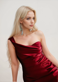 Sexy one-shoulder mermaid prom dress with pleated bodice in silky satin by SelenaHuanStudio, featuring elegant design and flowing silhouette.