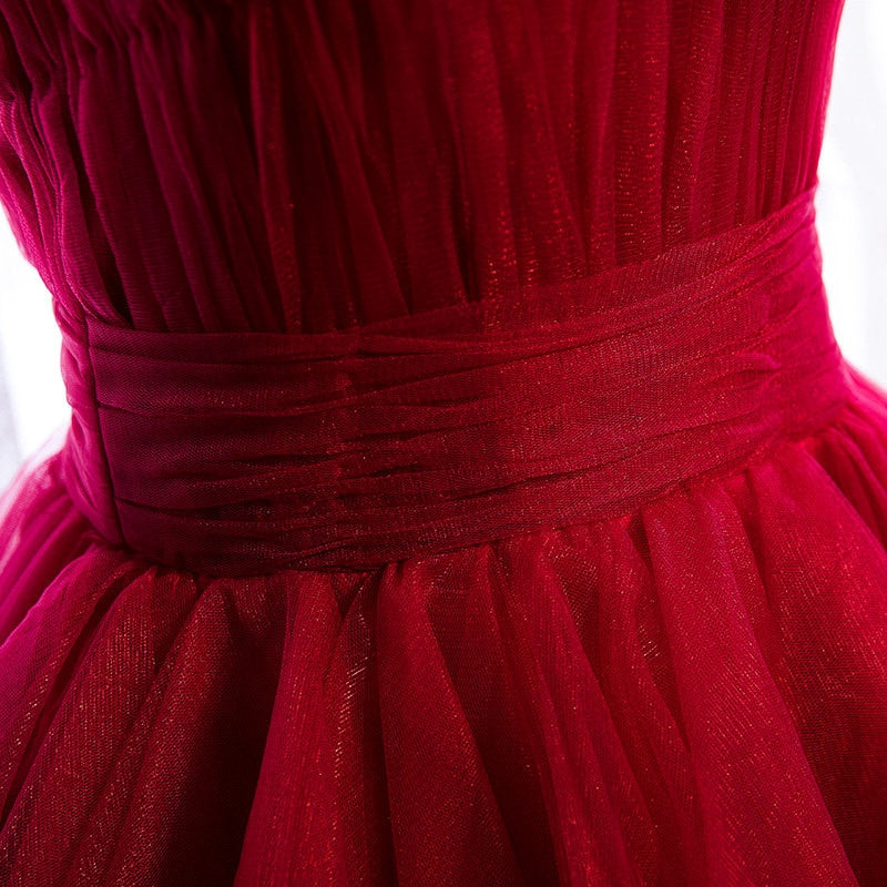 SelenaHuanStudio spaghetti-strap prom dress with pleated bodice, ruffle layered soft tulle tutu for formal occasions
