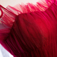 Elegant prom dress by SelenaHuanStudio with spaghetti straps, pleated bodice, ruffle layered soft tulle, perfect for formal events.