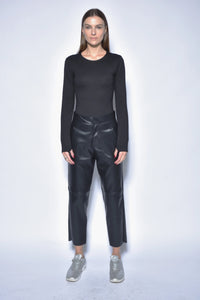 Vegan straight leg pants from SIMPLY MILA Modern Women's Clothing, featuring a sleek fit and minimalist design.