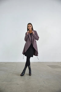 Simply Mila Imperial Coat, stylish women's coat with tailored fit and modern design, shown in dark fabric.