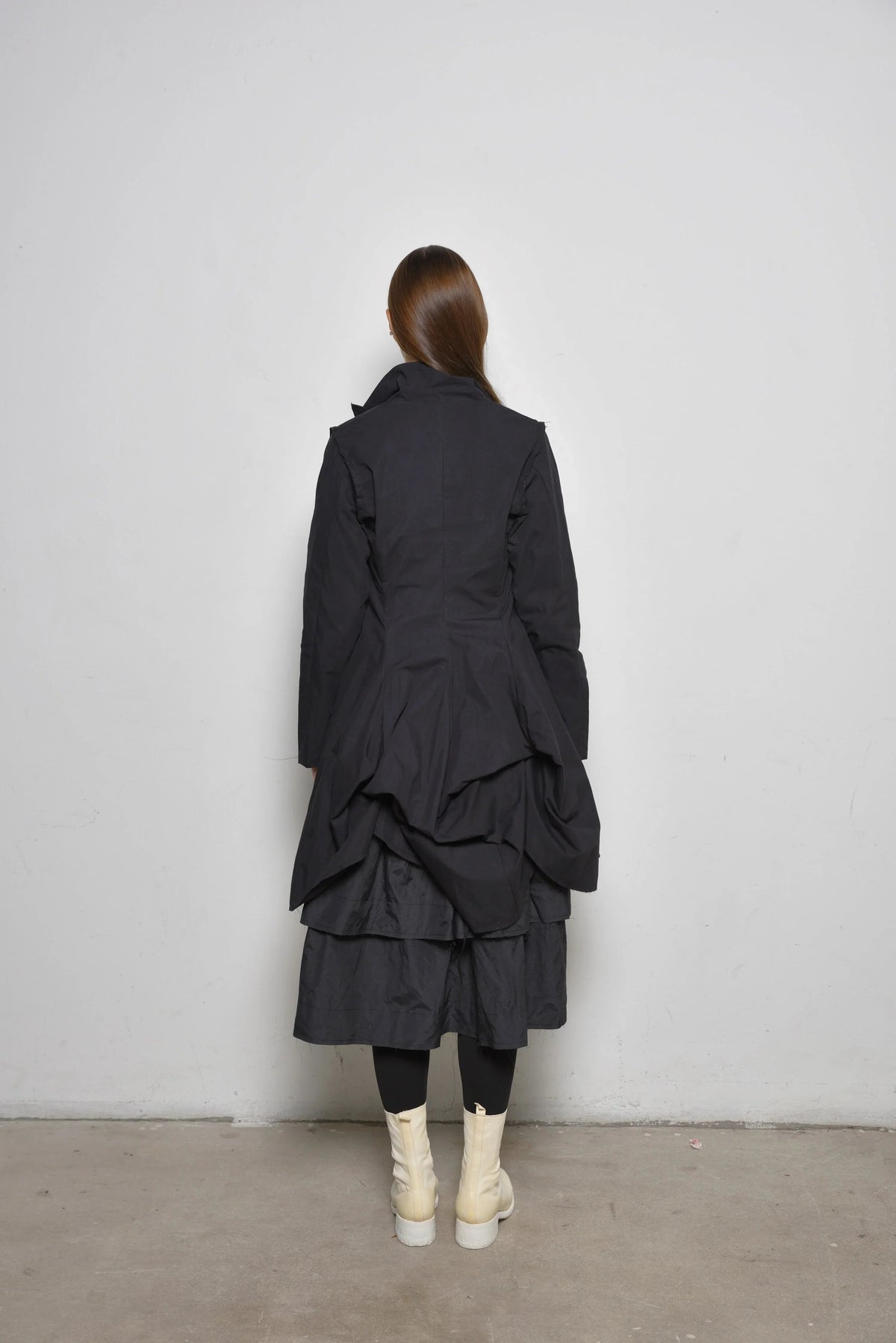 Simpy Mila Imperial Coat for women, stylish long coat in neutral fabric, front view showing tailored fit and classic design.