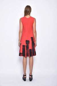 Back view of the SIMPLY MILA Skycraper dress for women, stylish and modern women's dress with a fitted silhouette.