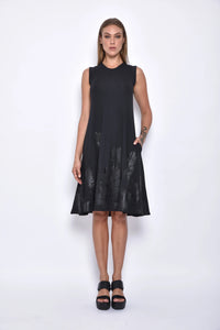 Front view of the Skycraper dress by SIMPLY MILA Modern Women's Clothing, showcasing its stylish design and fitted silhouette.