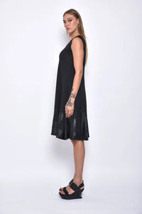 Side view of the Skycraper dress by SIMPLY MILA Modern Women's Clothing, showcasing its stylish design and fit.