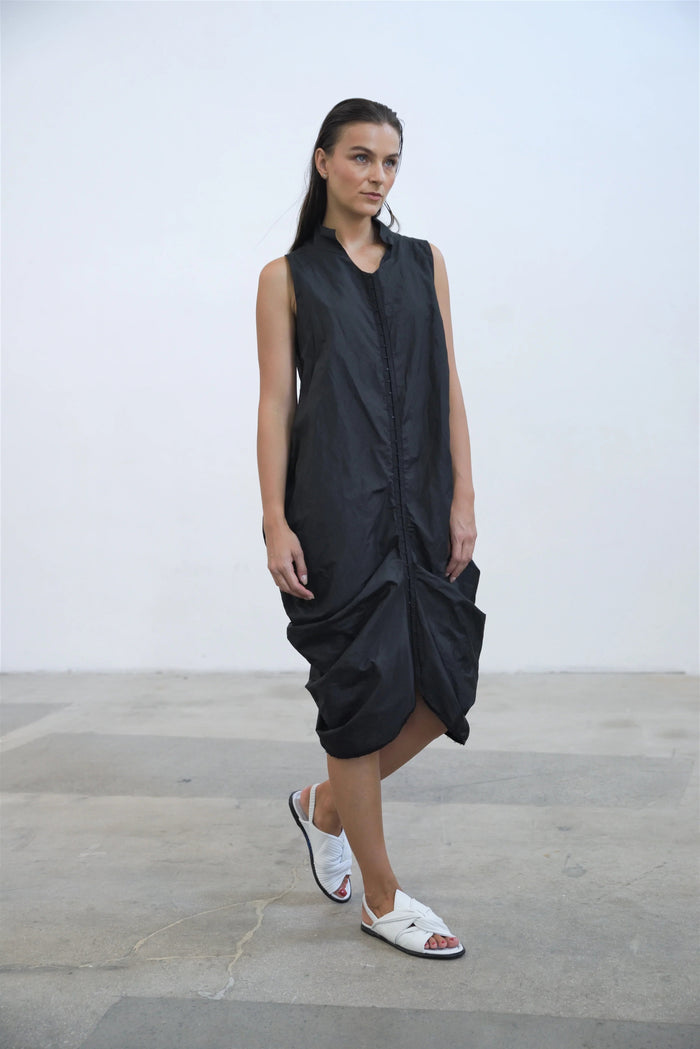 Simply Mila Athena dress, modern women's dress in stylish fabric with a flattering fit, displayed on a hanger.