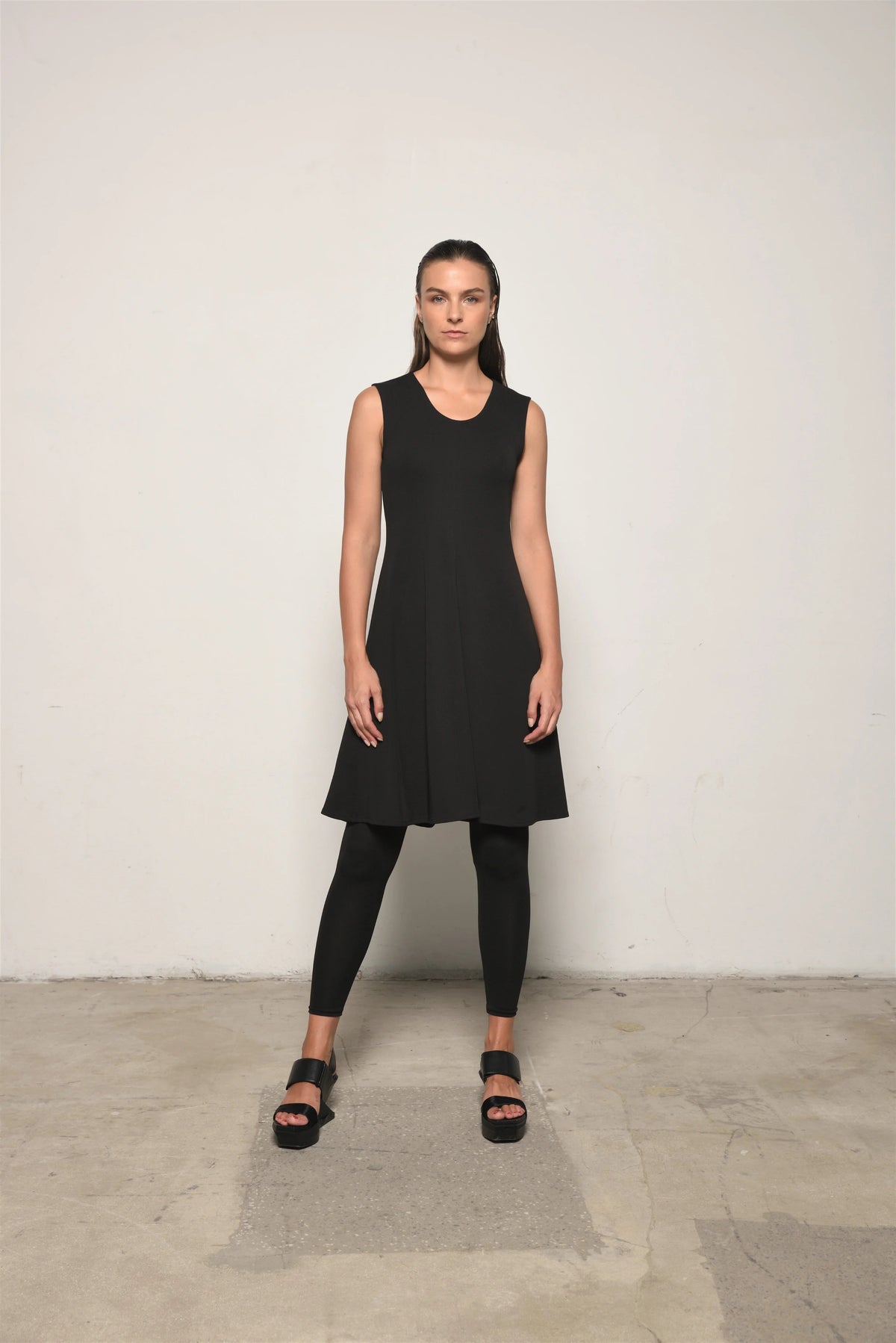 Sleeveless Traveler Dress by SIMPLY MILA Modern Women's Clothing, casual dress with lightweight fabric and relaxed fit.