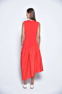Red Amman dress by SIMPLY MILA Modern Women's Clothing, stylish dress with elegant design and flowing fabric.