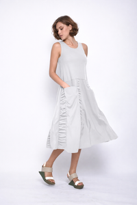 Sleeveless Ophelia Dress by SIMPLY MILA Modern Women's Clothing, shown in a stylish, flowing design perfect for summer wear.