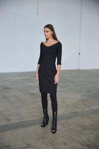 Simply Mila Berlin dress, modern women's dress in soft fabric with a stylish silhouette, shown on a model.