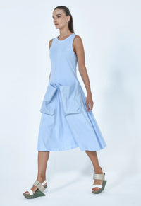 Simple black Big Pocket dress by SIMPLY MILA, featuring a relaxed fit and large front pockets, perfect for casual wear.