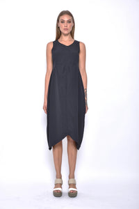 Elle dress by SIMPLY MILA Modern Women's Clothing, front view showing flowy fabric and elegant design.
