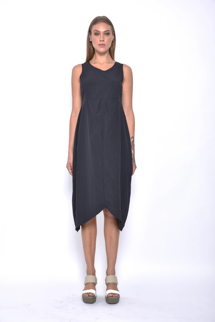 Elle dress by SIMPLY MILA Modern Women's Clothing, front view showing flowy fabric and elegant design.