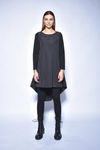 Elegant high-low tunic dress from SIMPLY MILA, featuring a flowing silhouette and modern design, perfect for casual or dressy occasions.