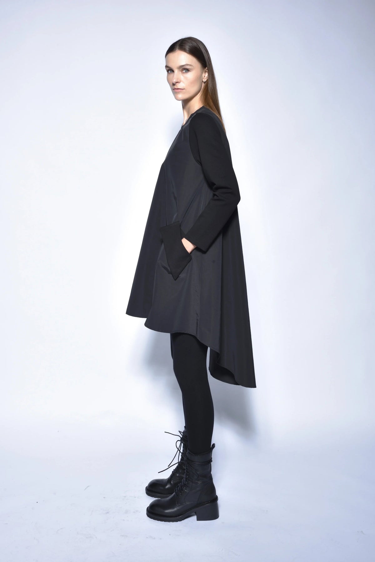 High-low tunic dress by SIMPLY MILA Modern Women's Clothing, featuring flowing fabric and stylish design.