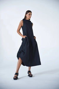 Black Imperial dress by SIMPLY MILA Modern Women's Clothing, stylish sleeveless dress with a fitted silhouette.