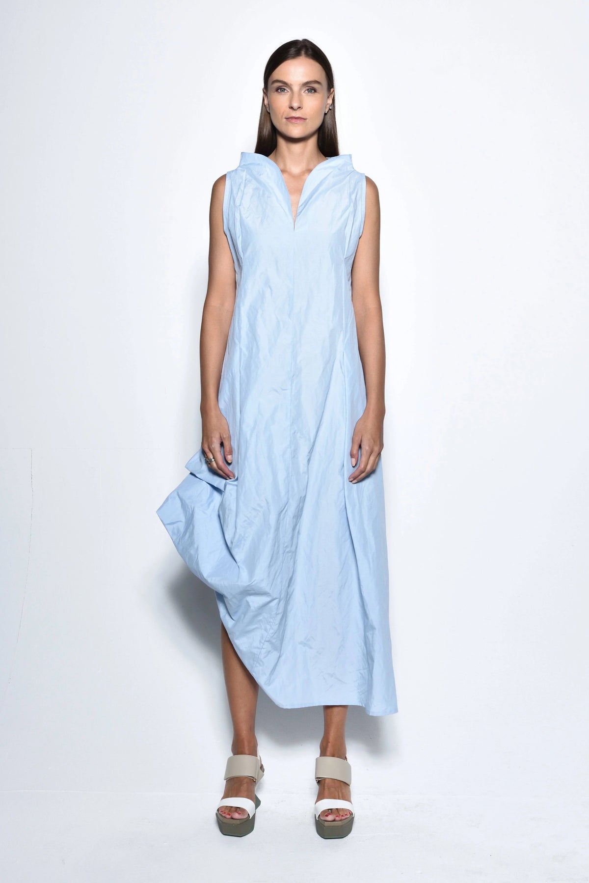 Front view of a SIMPLY MILA modern women's Imperial dress in a stylish design, showcasing its elegant fabric and fit.