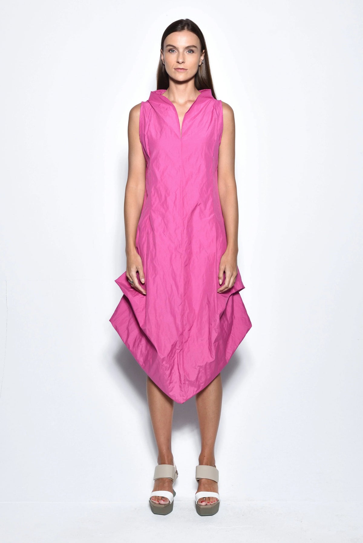 Fuchsia Imperial dress by SIMPLY MILA Modern Women's Clothing, stylish dress with elegant design and vibrant color.
