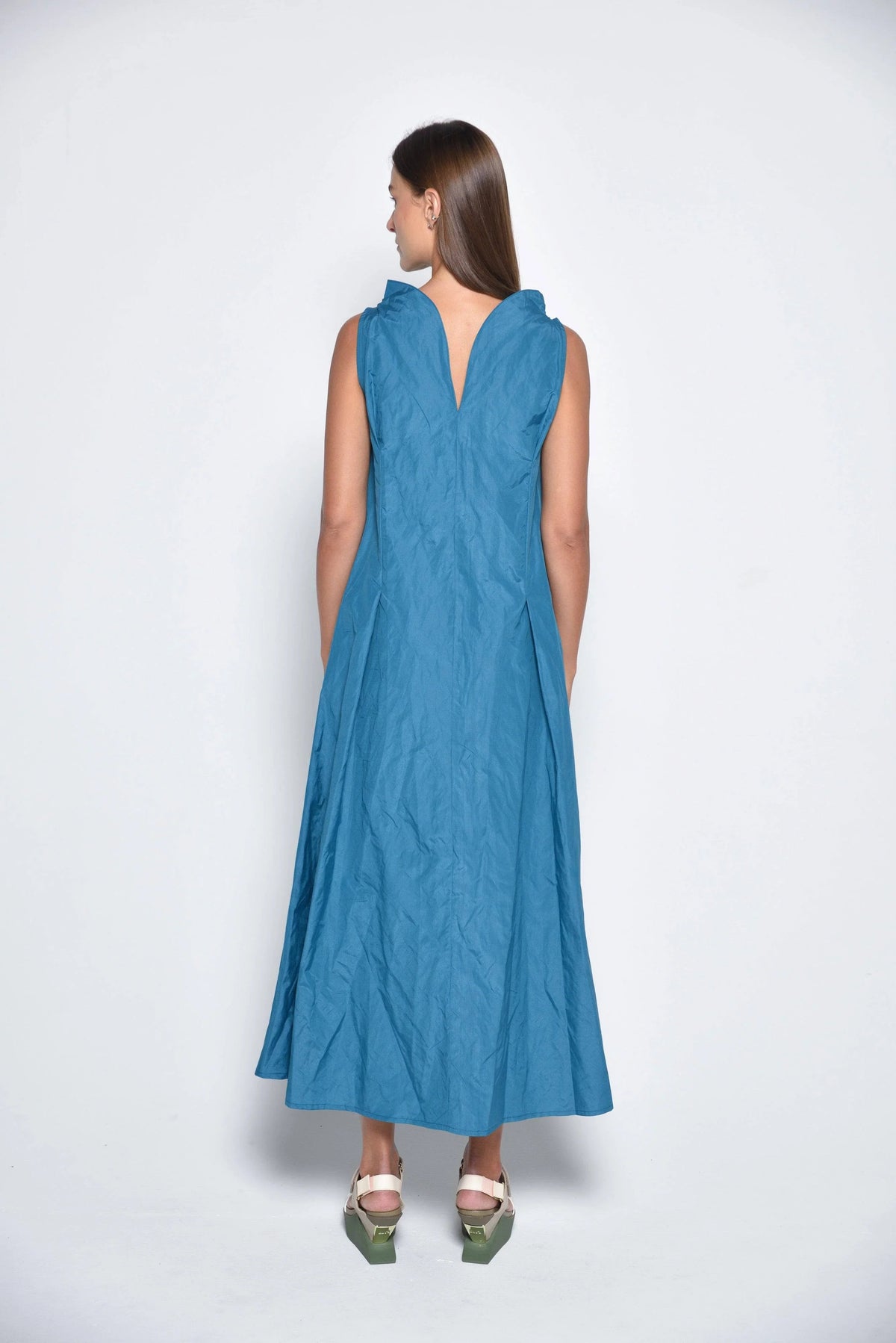 Black Imperial dress by SIMPLY MILA Modern Women's Clothing, front view showcasing elegant neckline and flowing fabric.