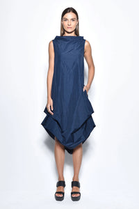 Simply Mila Imperial dress in midnight color, front view, elegant women’s dress with a fitted silhouette and stylish design.