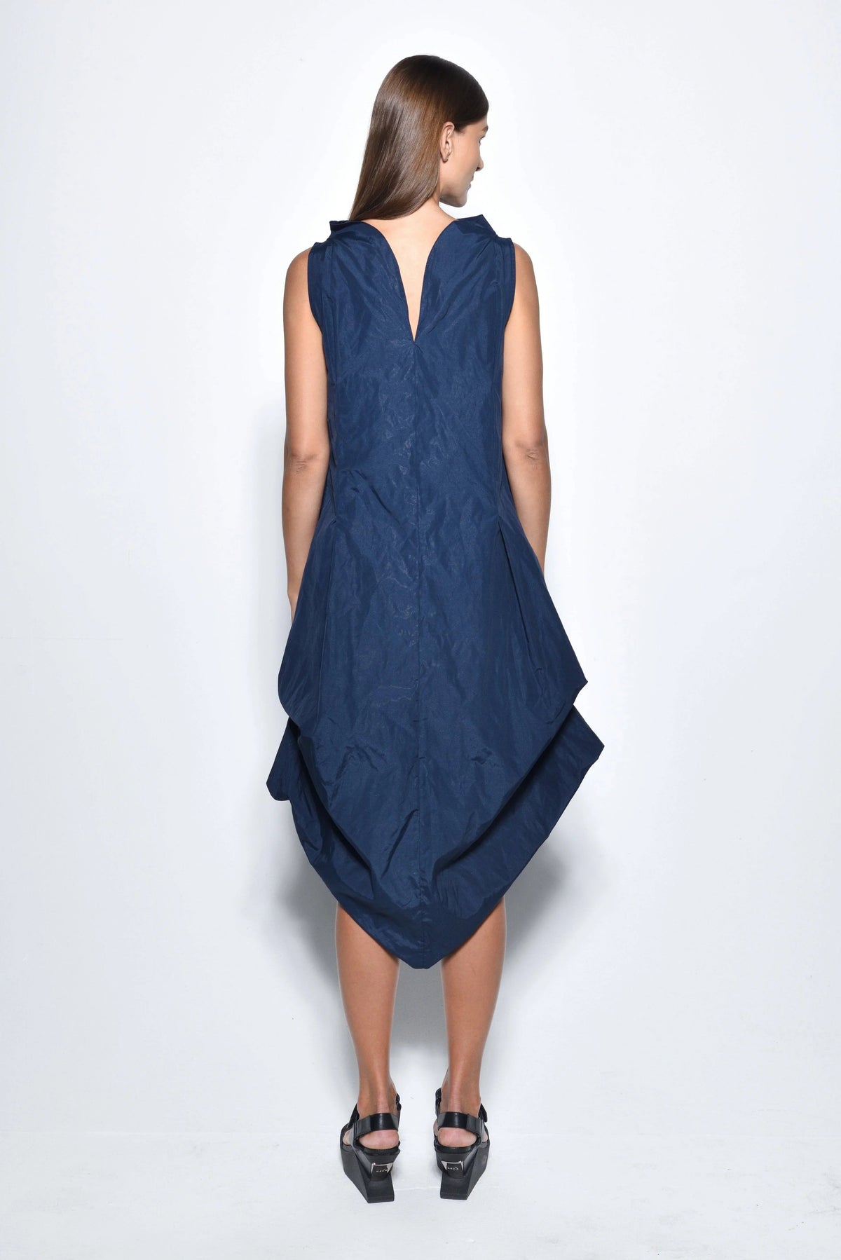 SIMPLY MILA Modern Women's Imperial dress in midnight, showing the back view with elegant fabric and stylish design.
