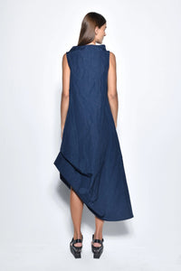 Back view of a midnight-colored Imperial dress by SIMPLY MILA Modern Women's Clothing, showcasing elegant dress design.