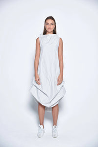 Silver Imperial dress by SIMPLY MILA Modern Women's Clothing, front view showing elegant design and fabric details.