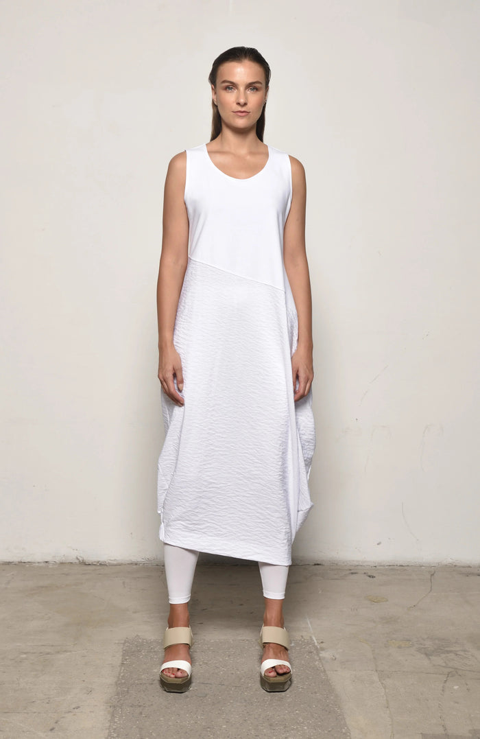 Sleeveless Babylon dress by SIMPLY MILA, modern women's dress with a stylish, sleeveless design and vibrant fabric detail.
