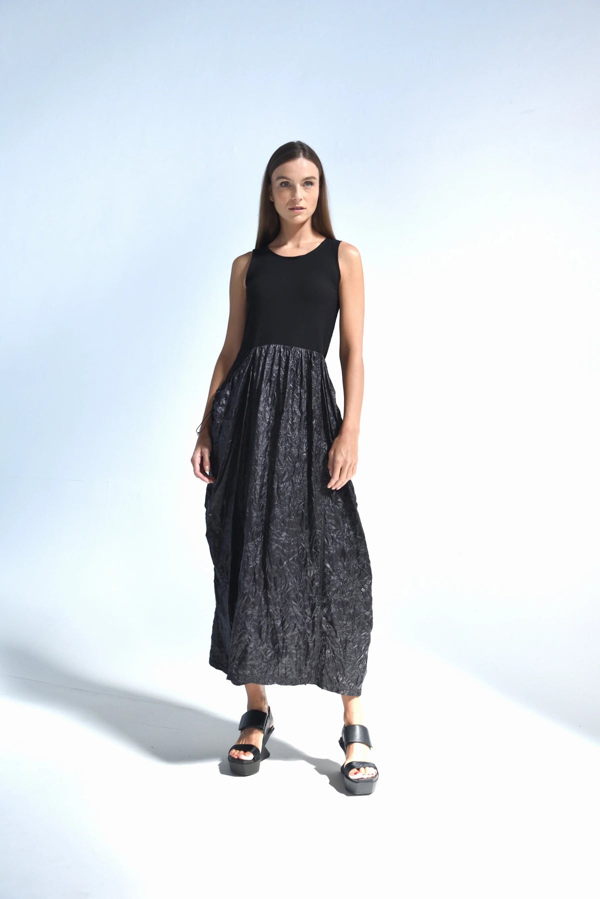 Sleeveless Hydra dress by SIMPLY MILA Modern Women's Clothing, featuring a stylish design and lightweight fabric.
