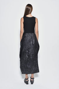 Back view of SIMPLY MILA Sleeveless Hydra dress for women, stylish modern dress with a sleek design.