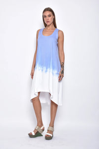 Front view of the Maia Ombre dress by SIMPLY MILA, featuring a flowing fabric with a gradient color transition.