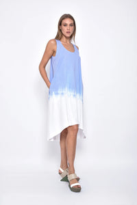 Front view of the Maia Ombre dress by SIMPLY MILA Modern Women's Clothing, showcasing its gradient color design and stylish fit.