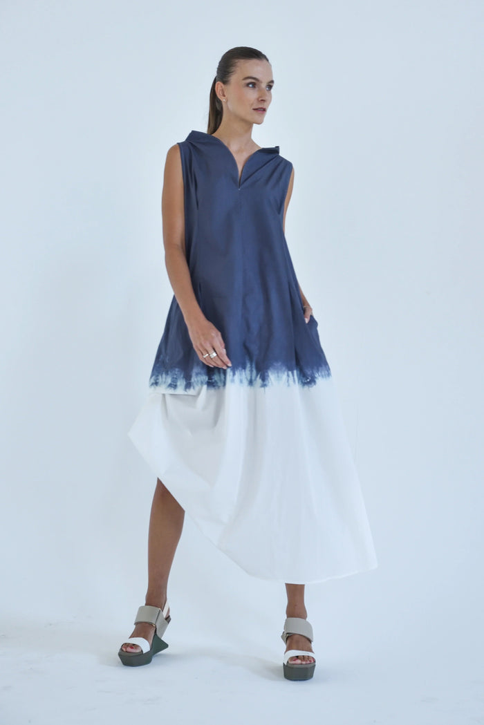 Front view of a SIMPLY MILA Ombre Imperial dress with flowing fabric and elegant design for modern women's fashion.