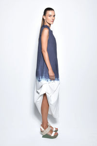 Side view of a SIMPLY MILA Ombre Imperial dress for women, featuring a flowing design and gradient color pattern.